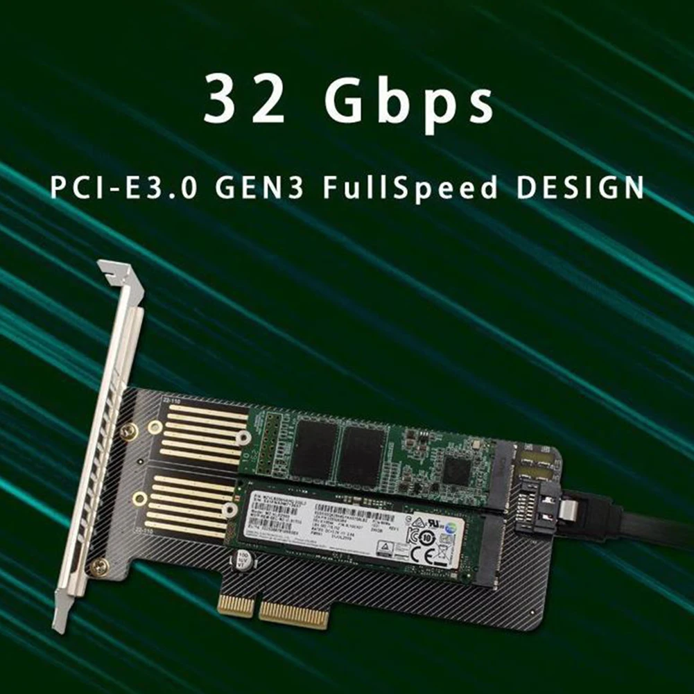 M.2 NVMe NGFF Hard Disk Adapter SATA Dual SSD Expansion Card Supports MKey BKey SSD To PCI-E Adapter Card NVME 32Gbps NGFF 6Gbps