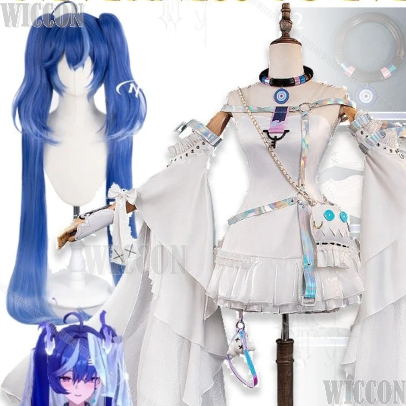 

Neverness To Everness Nitsa Cosplay White Dress Wig Flower Hairpin Legwear Accessory Anime Suit Lolita Navidad Carnaval Event
