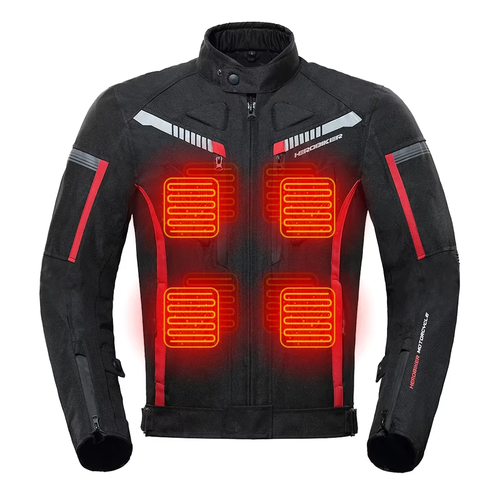 Motorcycle Jacket For Men With Electric Heating Lining Winter Warm Heating Jacket Four Season Waterproof Off-road Riding Jacket