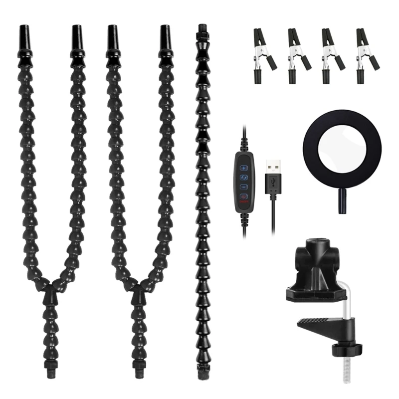 L69A Soldering Station Helper Soldering Helping Hands with 3Flexible Gooseneck Arms and Clips Great for Soldering and Crafts