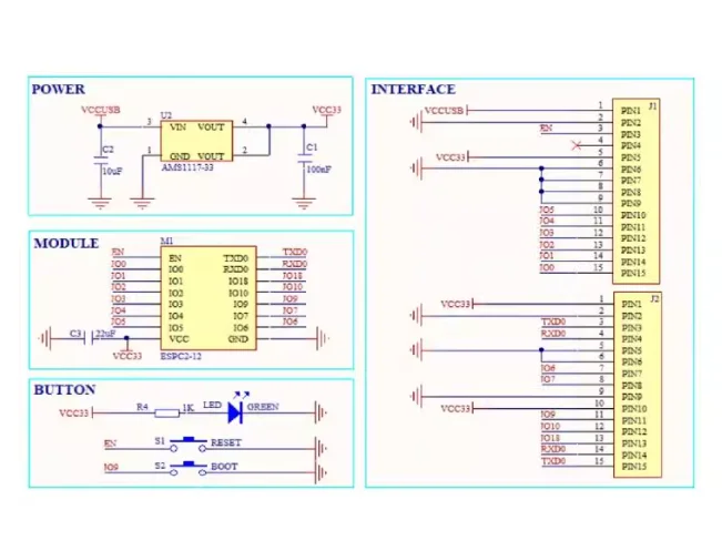 ESPC2-12 ESP8684 ESP32-C2 development board is compatible with WiFi and Bluetooth.