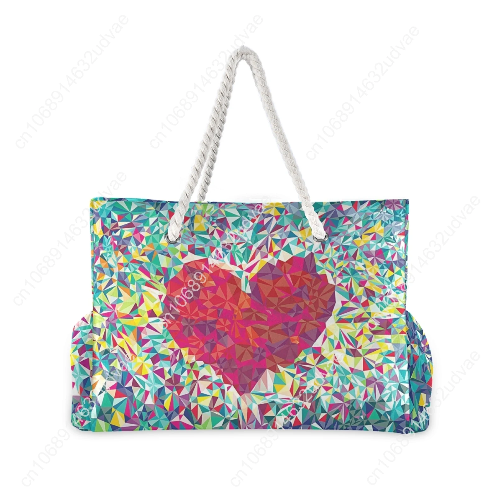 New Nylon Shoulder Bag For Female Tote Handbag Summer Beach Bag Female Colorful Hearts Print Casual Tote Lady Shopping Bag