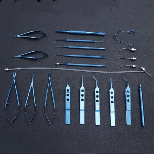 21 pcs Top Quality titanium alloy cataract set for ophthalmic surgical Instruments