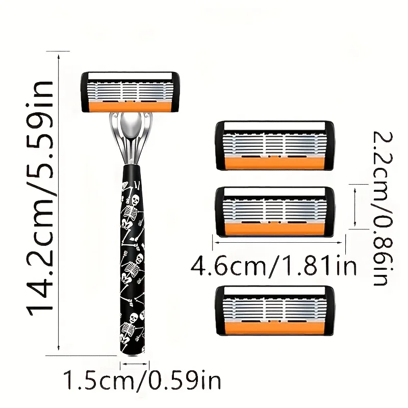 ماكينة حلاقة يدوية آمنة للرجال مكونة من 6 طبقات من الفولاذ المقاوم للصدأ، رأس ماكينة حلاقة قابلة للاستبدال، أدوات ماكينة حلاقة.