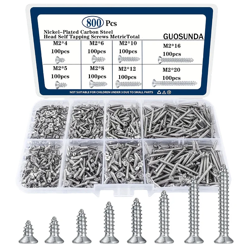 

800pcs Small laptop Screws set M2 mix,Flat Head Computer Notebook Laptop Self-tapping Screws Kit for mac hp asus lenovo acer SSD