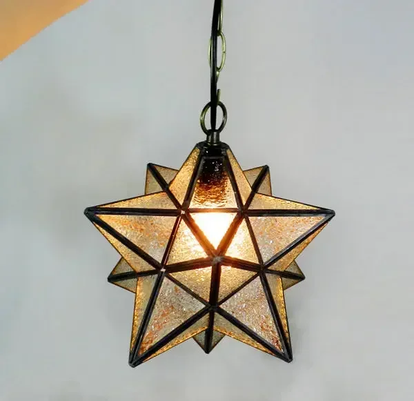 Loft Vintage Ceiling Lamp, Shooting Star Tiffany Glass Pendant Lighting for Home Aisle Corridor Porch Shop Decoration اضاءه 조명