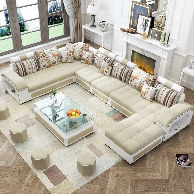 New simple, modern size apartment U-shaped multi-function, cloth  combination,  leather cloth  fabric