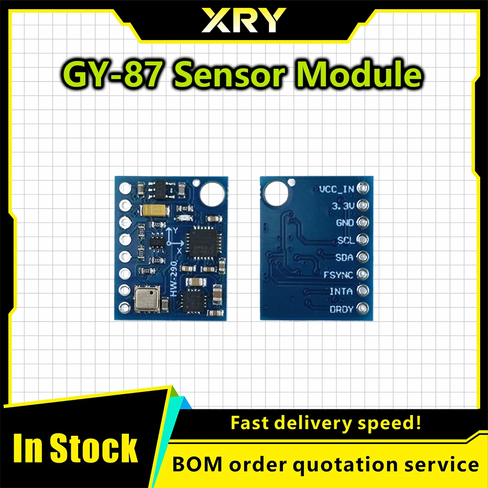 XRY GY-87 10DOF IMU Sensor Module with MPU6050/HMC5883L/BMP180 - Compatible Triple-Sensor Fusion Board for arduino