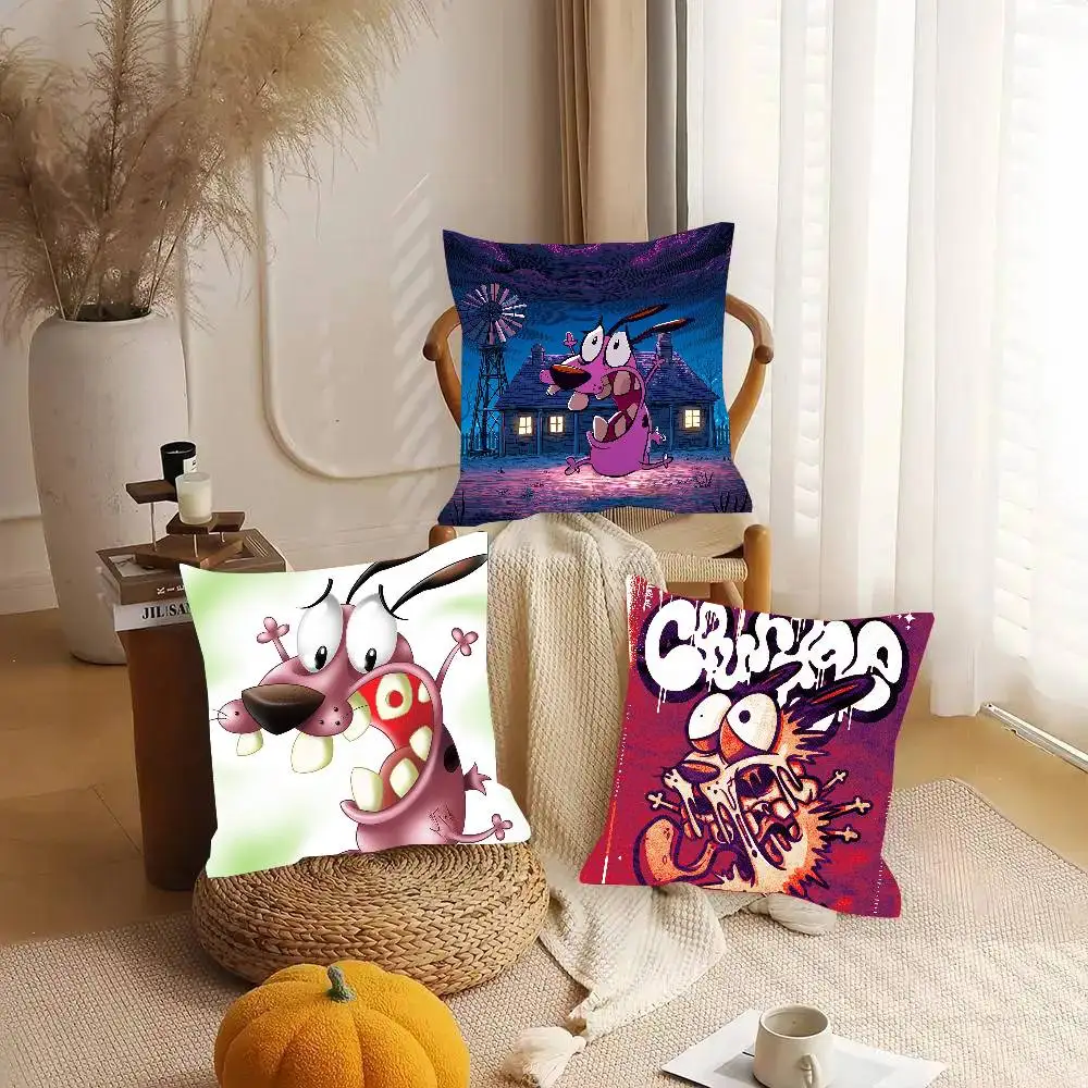 Cartoon Anime C-COURAGE The C-Cowardly Dog Pillow Case Fashion Square Pillowcase Bedroom Sofa Room Ins Decoration Leisure