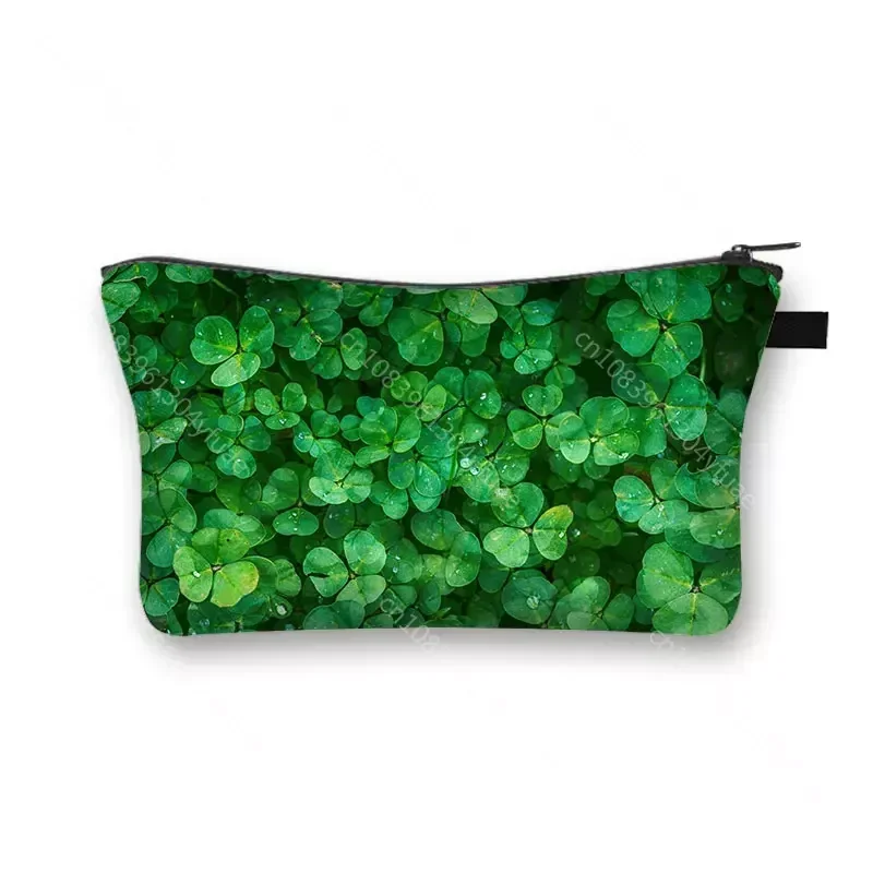 Shamrocks Leprechauns Cosmetic Case Women Toiletry Bag Ladies Makeup Organizer Bag Zipper Pouch Patrick's Day Cosmetic Bags Gift