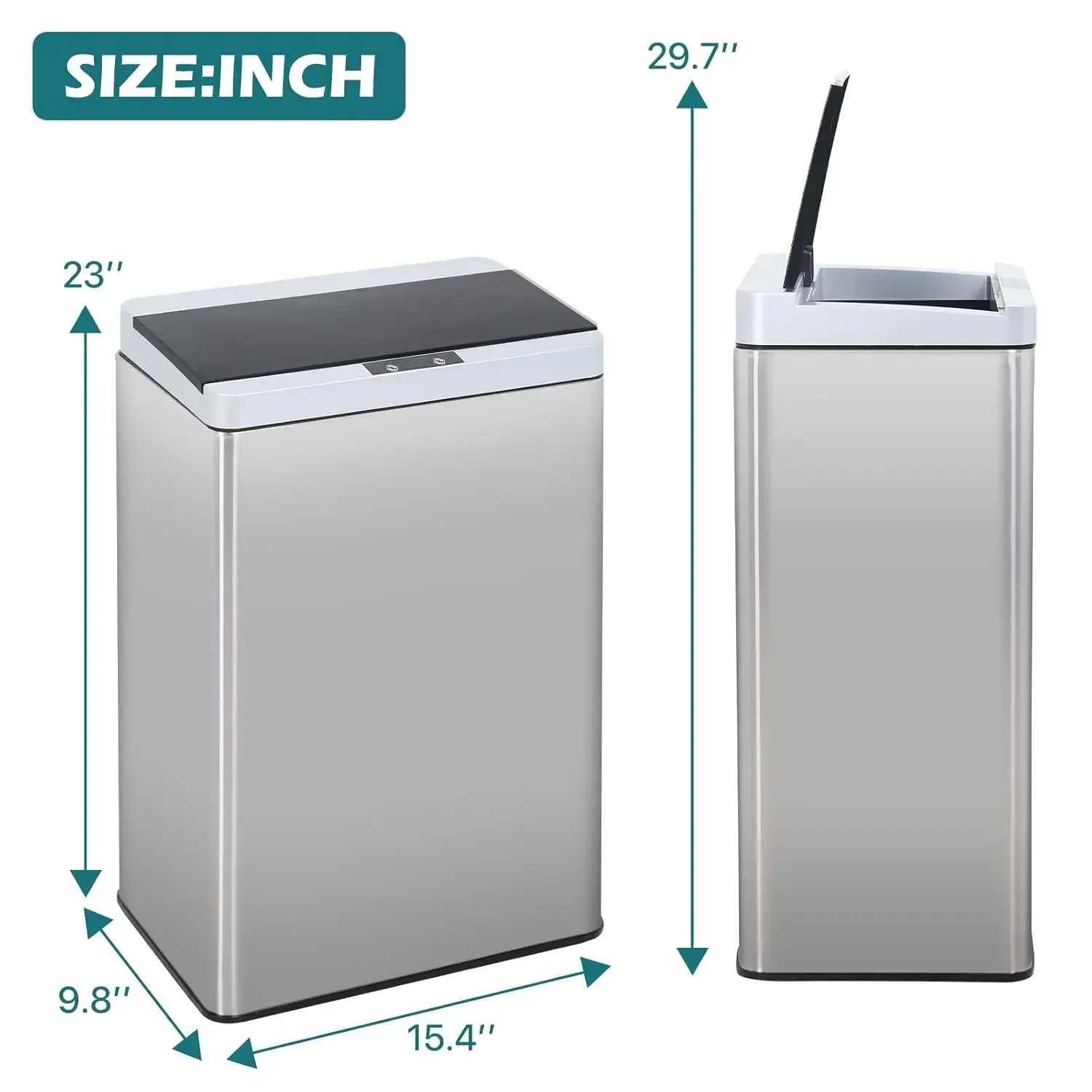 Kitchen Trash Can Automatic Touchless Garbage Can High-Capacity Motion Sensor Trash Bin with Lid for Home Kitchen