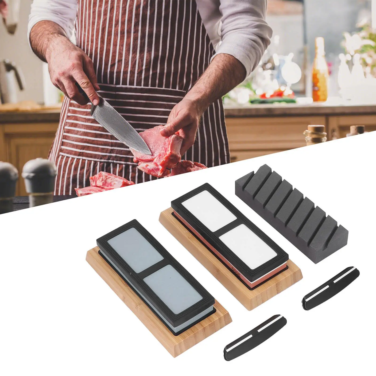 Double-Sided Whetstone Sharpening Stone Set for Effortless for metal Blade Polishing