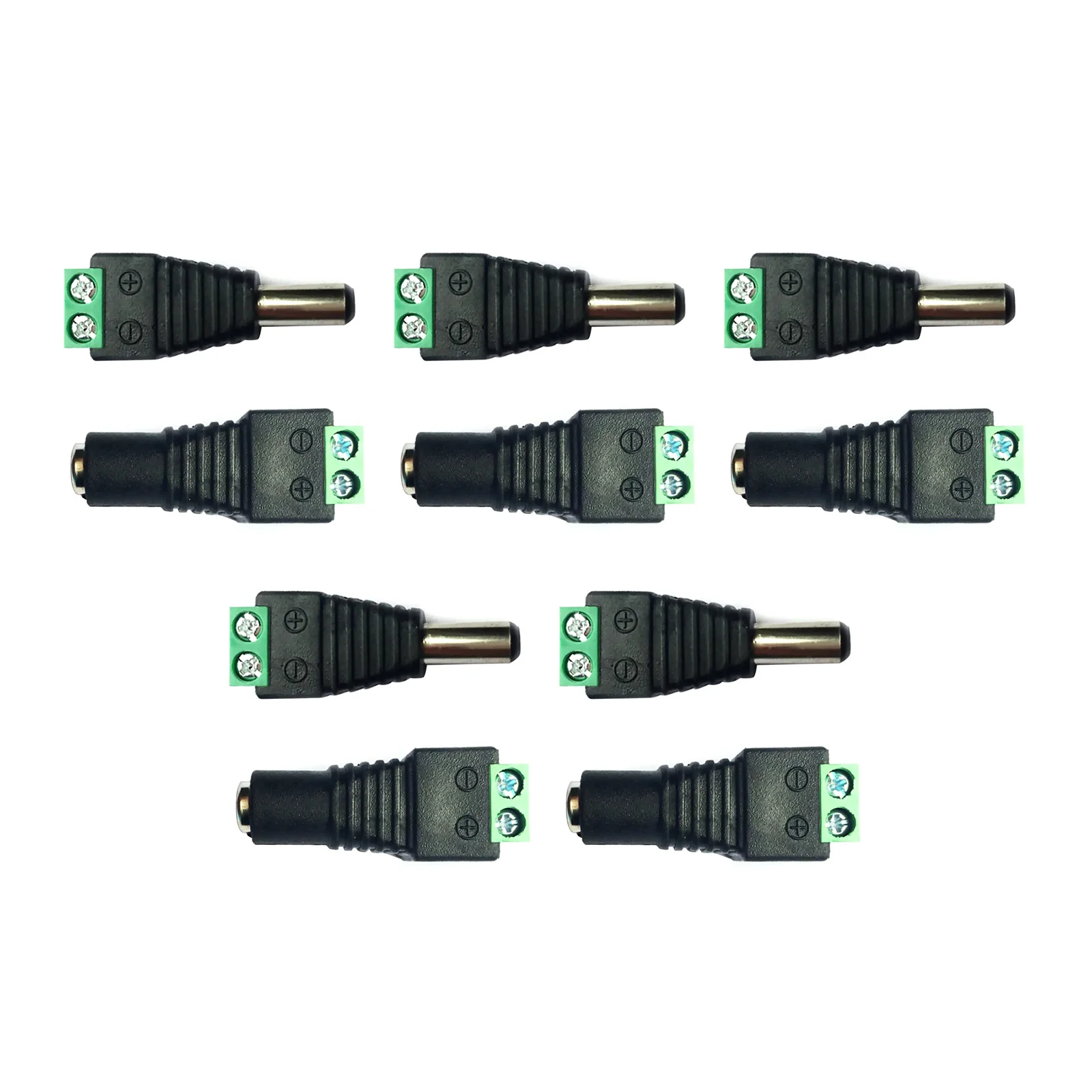 10Pcs 12V DC Power Connector Plug Jack Male Female Socket Barrel 5.5mm x 2.1mm Adapter For CCTV Camera LED Strip Supply Terminal