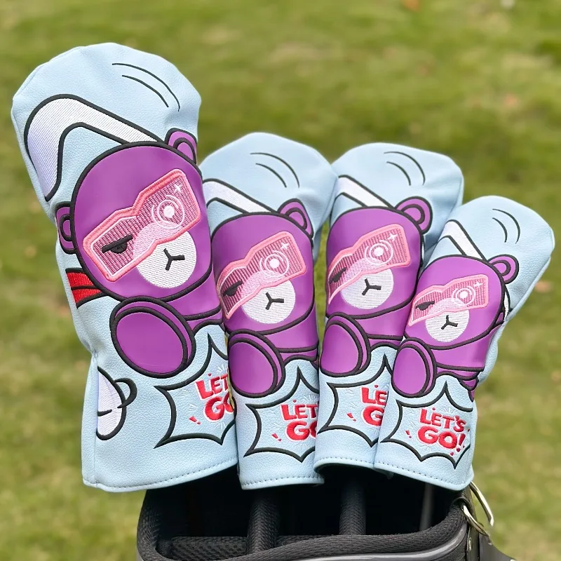 Pink Bear Design Golf Club Head Cover, PU Material, Durable and Fashionable, Essential Accessory for Golf Enthusiasts ﻿
