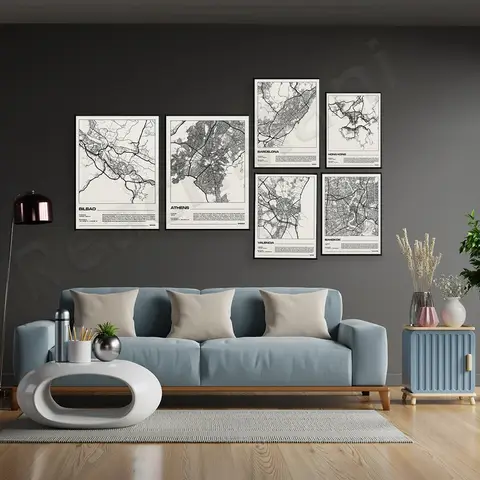 Athens, Paris, Seville, Valencia, Bilbao, Spain, Bangkok, London, Liverpool, Barcelona,  ChinaHong Kong, Toronto map poster