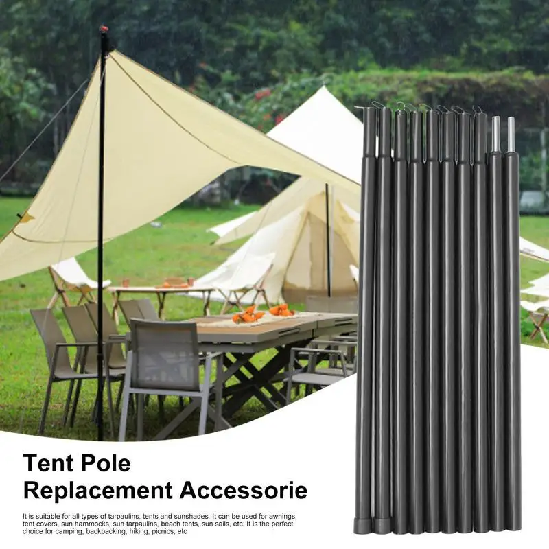 

1 Pair Folding Tarp Pole Tent Awning Pole 2m Folding Zinc Plated Iron Tube Canopy Rod Outdoor Camping Tent Accessories