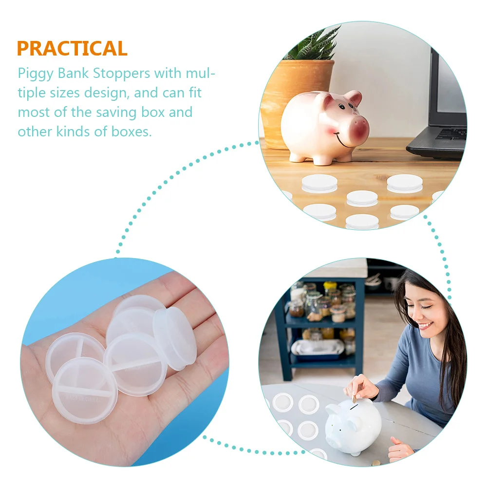

20pcs Piggy Bank Bottom Cover Stoppers Saving Box Plugs Plastic Replacement Caps Sealing Pads Fit Most Easy Install