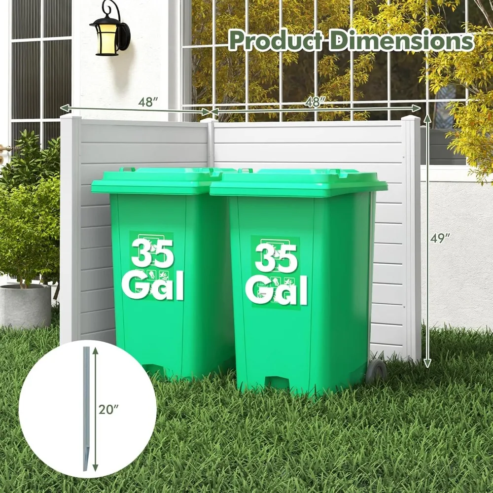 Schermo privacy esterno 2 pannelli, 48''L x 48''H Contenitore decorativo per pattumiera per recinzione per condizionatore d'aria con 3 picchetti, facile