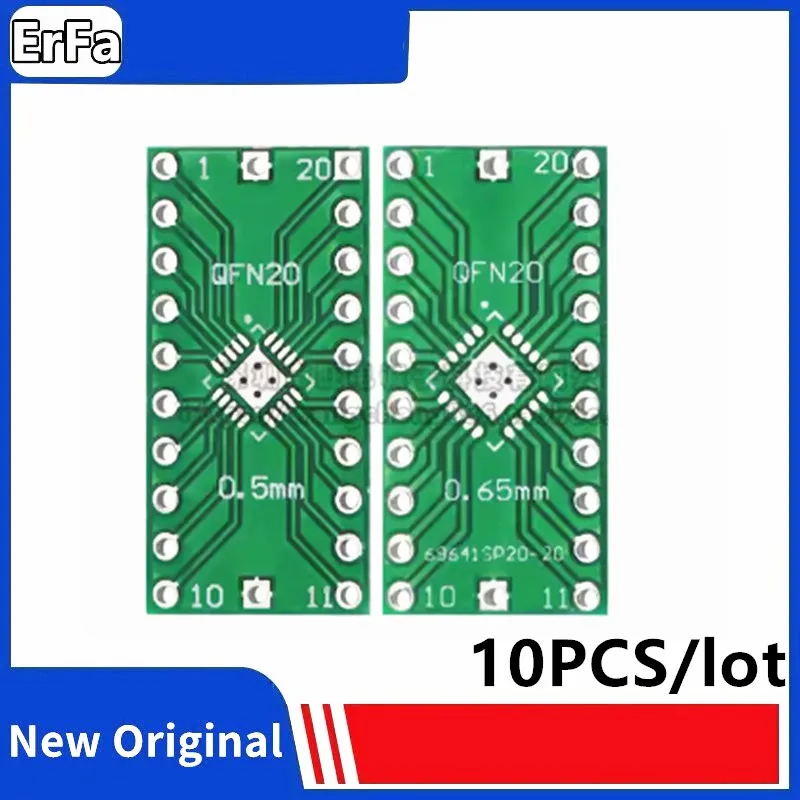 

10PCS QFN20 Transfer Board Adapter PCB Pinboard SMD to DIP20 DIP Pin IC Test Plate 0.5mm 0.65mm 2.54mm Pitch Converter Socket