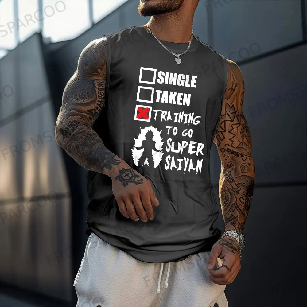 New Dragon Ball Anime Goku Peripheral Print Tank Top Gym Men's Casual Loose Sports Summer Fashion Pure Cotton Vest ins view 2