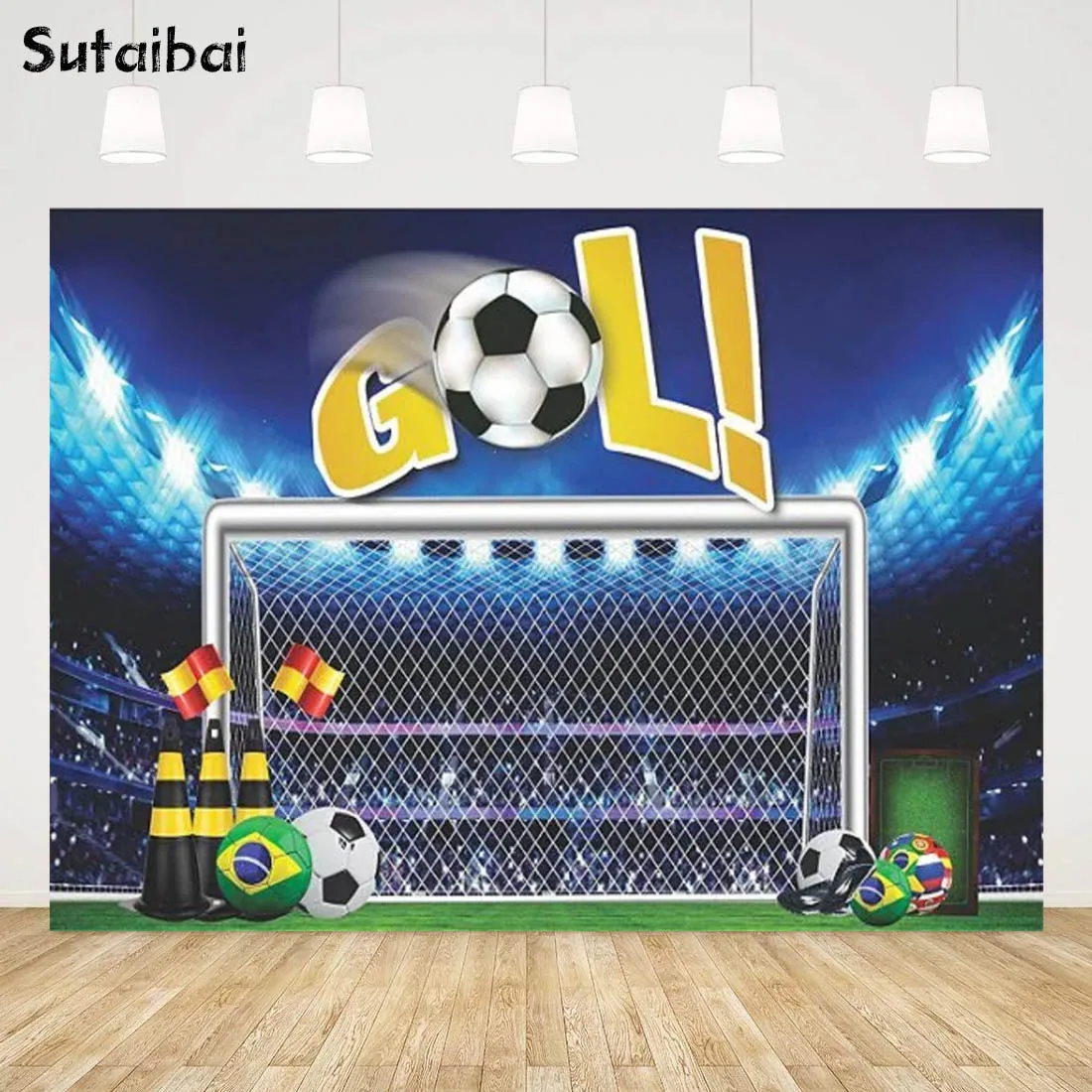 

Boy Football Birthday Photo Backgrounds Soccer Field Grassland Stadium Newborn Portrait Customized Photography Backdrop