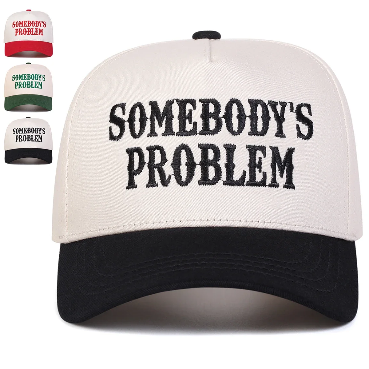 Unisex SOMEBODY'S PROBLEM Letter Embroidery Baseball Caps Spring Autumn Outdoor Adjustable Casual Hats Sunscreen Hat Sports Cap