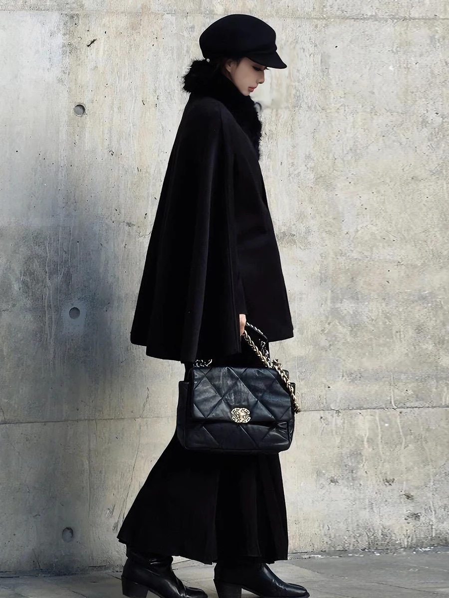 

Bla Unique Beautiful Fur Coat Women's Winter Loose Double-sided Woolen Outerwear French Sle Straight Cut Long Sve