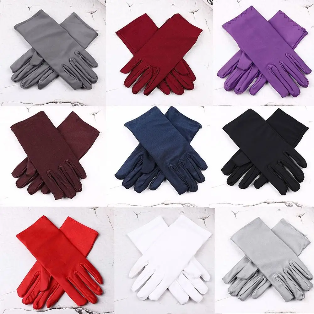 Women Stretch Prom Wedding Party Gloves Satin Gloves