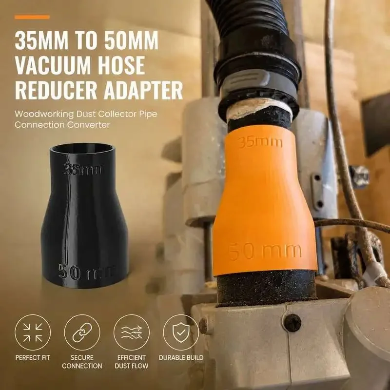 35mm To 50mm Vacuum Hose Reducer Adapter Woodworking Dust Extractor Pipe Connection Converter