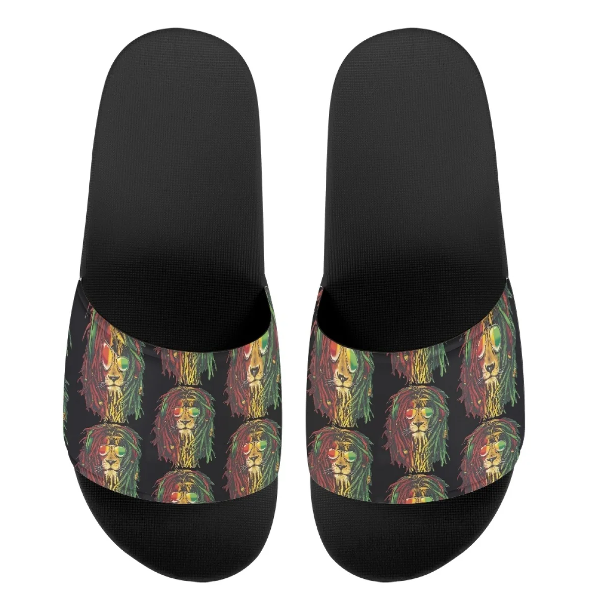 INSTANTARTS Jamaica Rastafari Flag Lion Print Casual Slippers Summer Beach Slide Sandals Men Ladies Indoor Bathroom Home Slipper