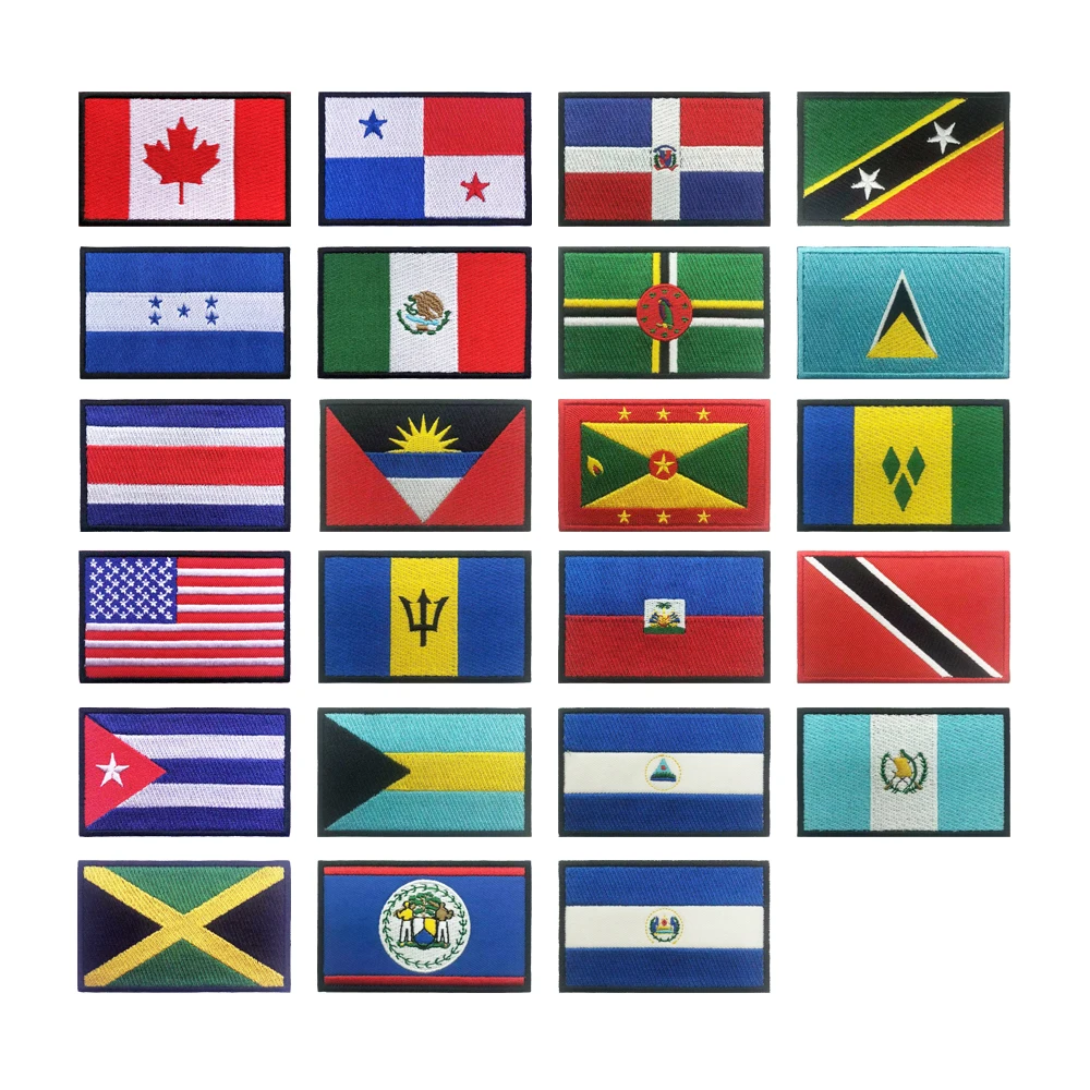 Flag Patch Canada Costa Rica United States Jamaica Cuba Panama Mexico Dominica Honduras Barbados Embroidered Badge Stripe