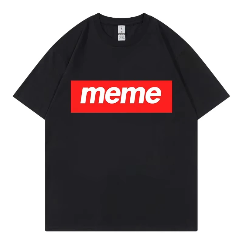 Red Box Logo Meme T-shirt High Quality Fashion Oversized T-shirts Men Women Casual Cotton Short Sleeve T Shirt Summer Streetwear