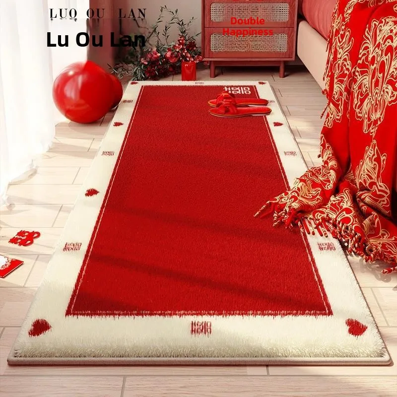 

New Chinese Style Thickened Velvet Carpet Easy to Maintain for Wedding Room Decoration Bedroom Cool Proof Warmth Home Decor Rug