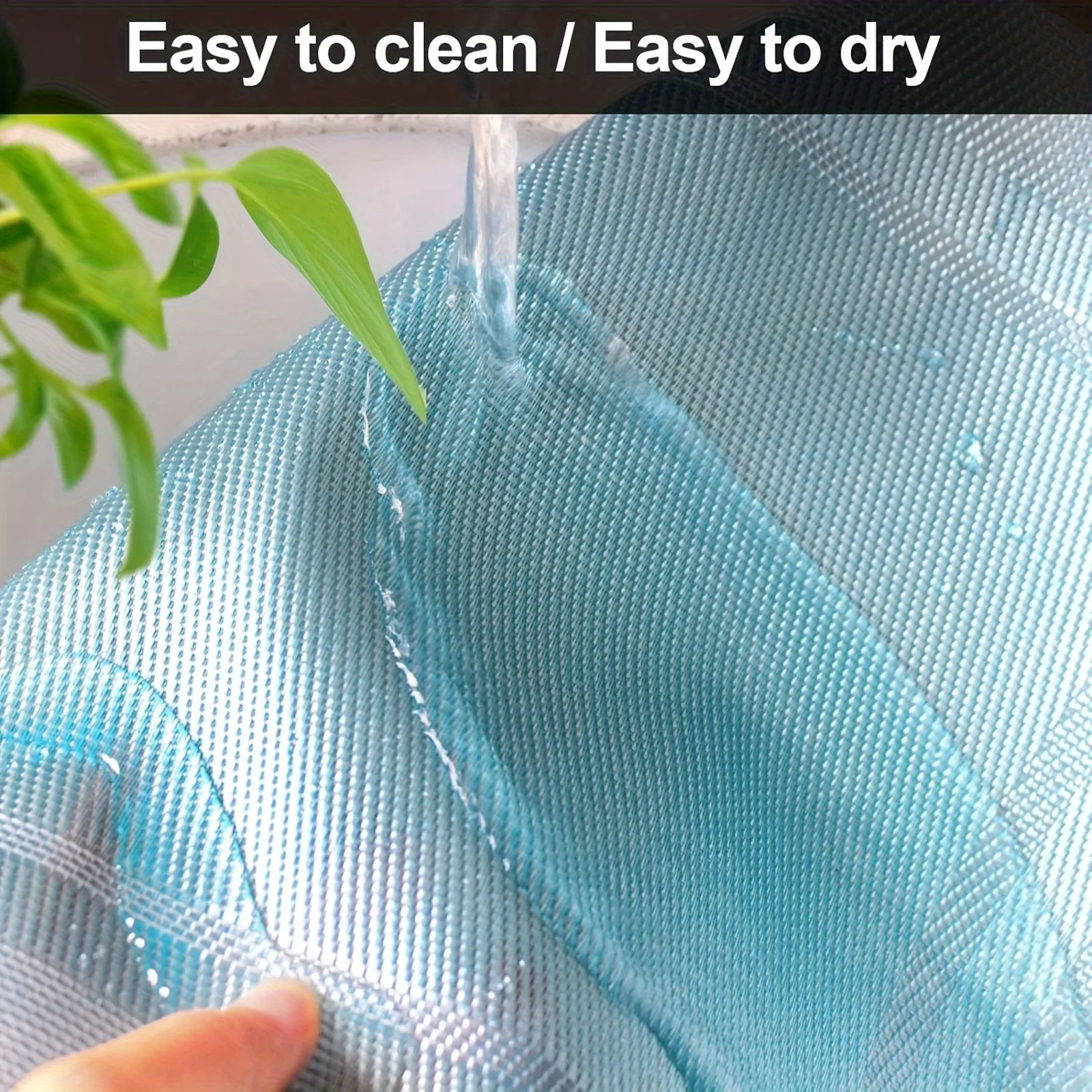 2/4/6pcs blue placemat, kitchen table mat, heat resistant anti slip stain washable PVC table mat, easy to clean woven vinyl dinn