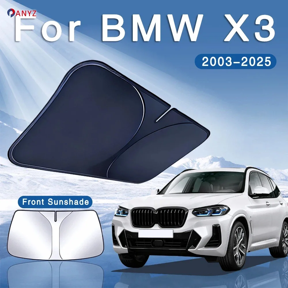 Foldable Car Sun Visor Front Windshield Sunshade Heat Insulation Summer Cooling Auto Accessories For BMW X3 2003~2025 2010 2017