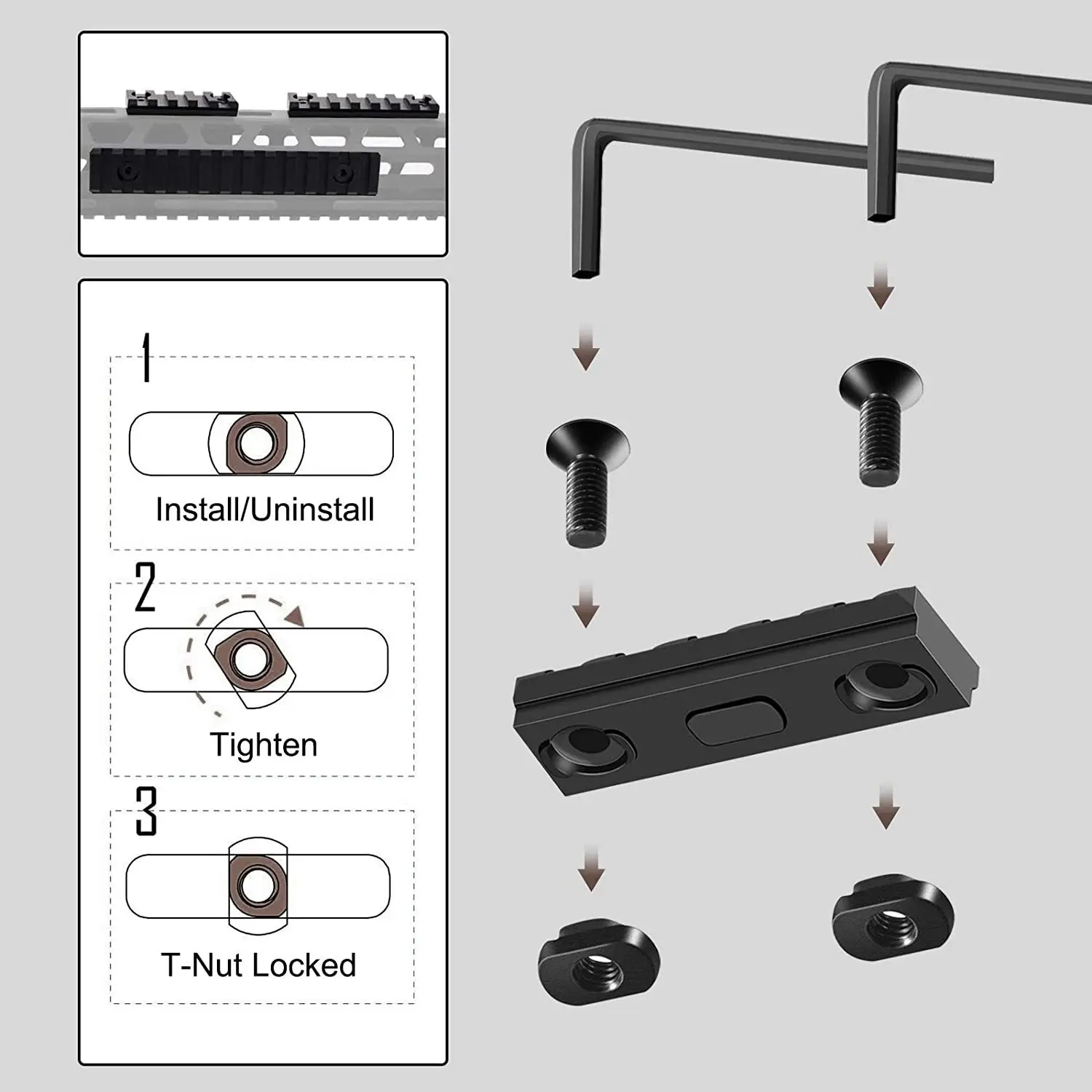 300sets/pack MLOK M-LOK Screw And T Nut Replacement Set