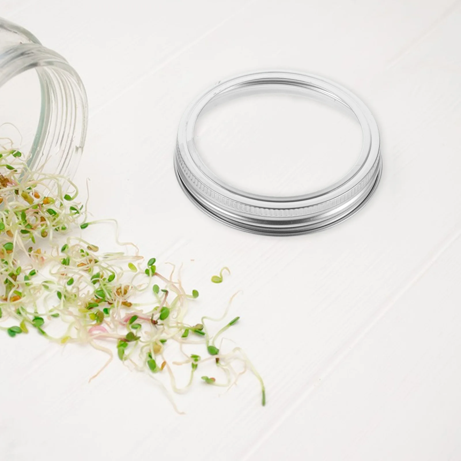 

4pcs Stainless Steel Bottle Cap Round Jar Lid Rings for Canning Wide Mouth Mason Filter Sprouting Accessories Practical