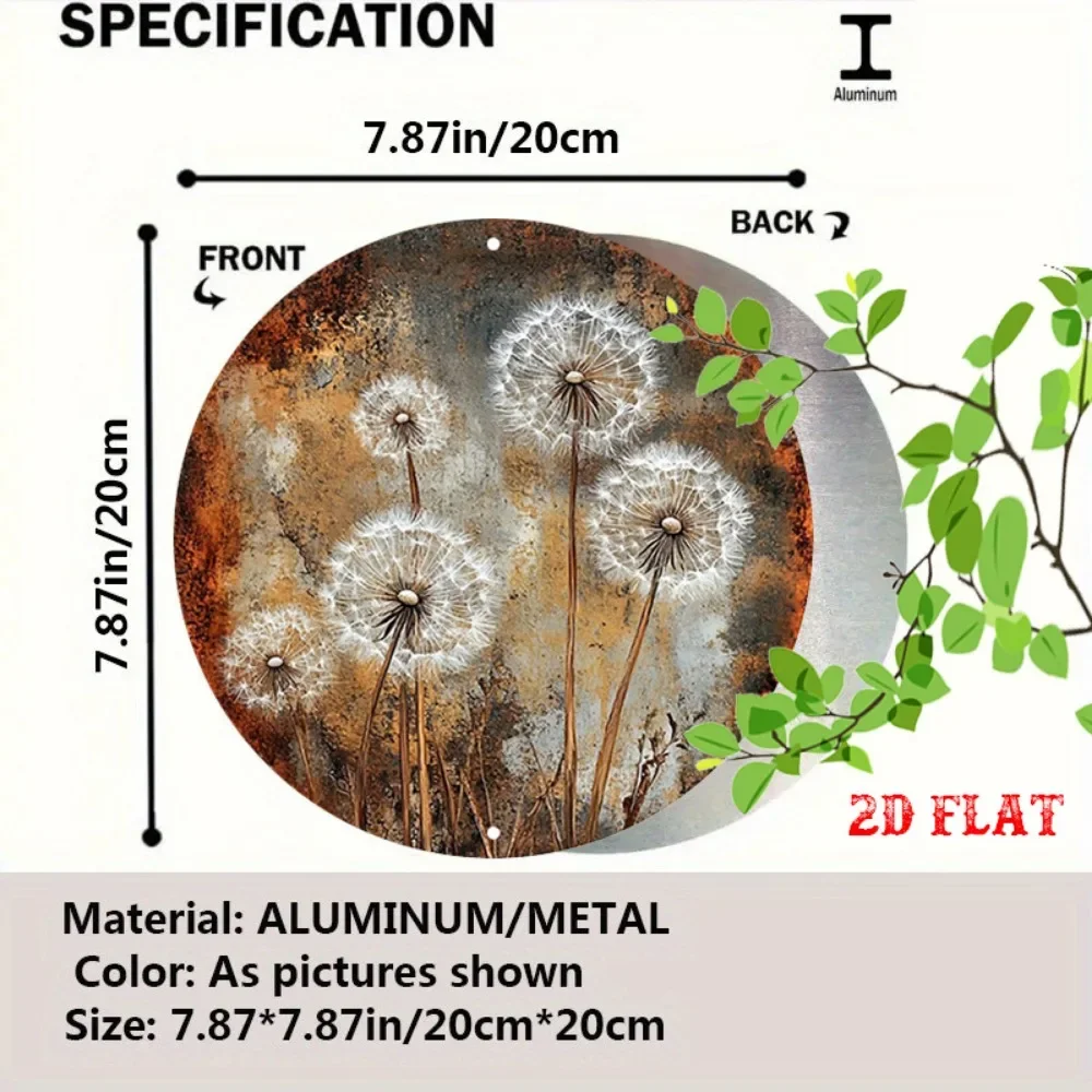 CIFBUY Rustic Dandelion Dream Natural Whimsical Aluminum Wall Art Waterproof Wearproof for Home Garage Restaurant Decor Gift