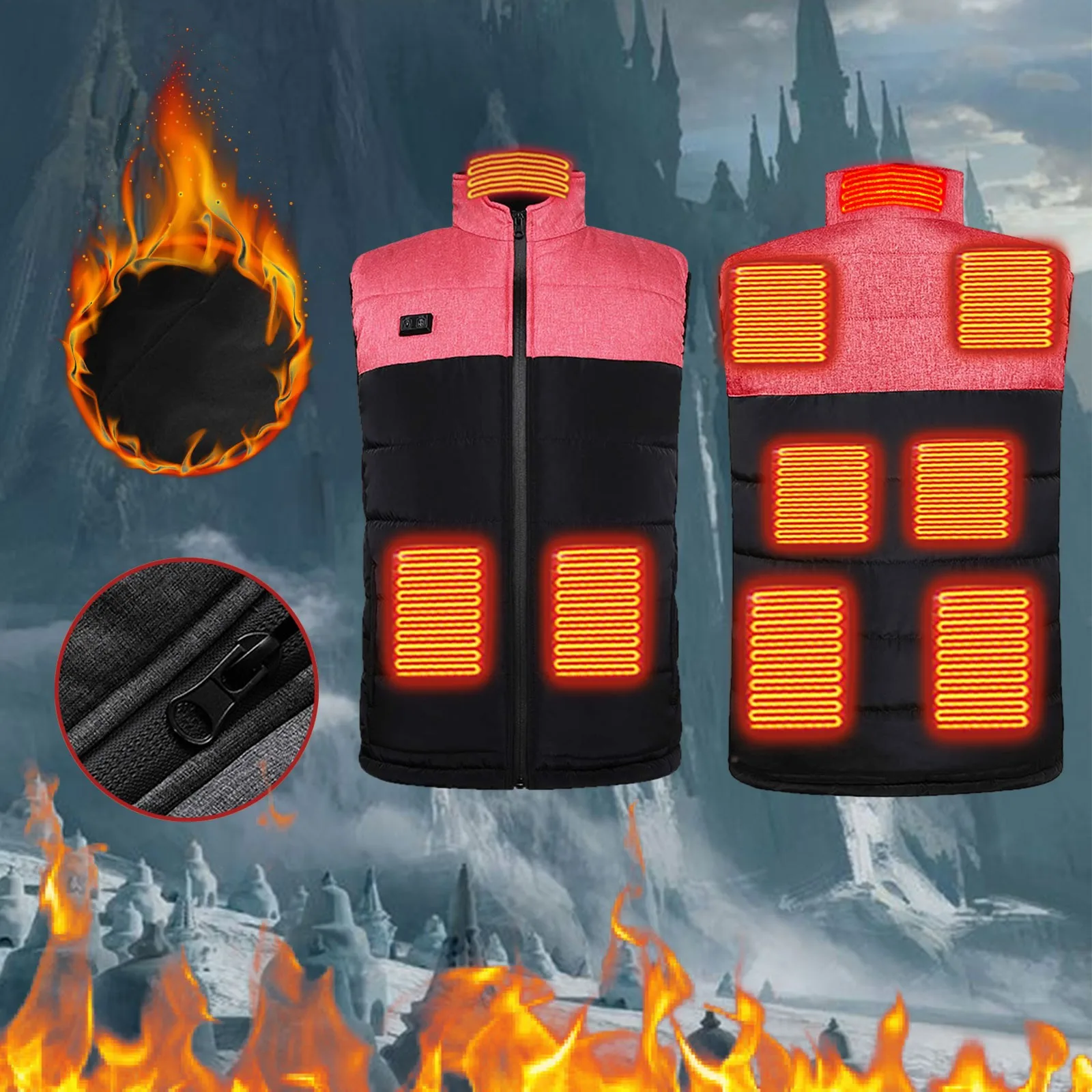 Electric Heated Vest 4 Zone Smart Temperature Control Graphene Men Women Clothes Intelligent Heating Thermal Thermostatic Jacket