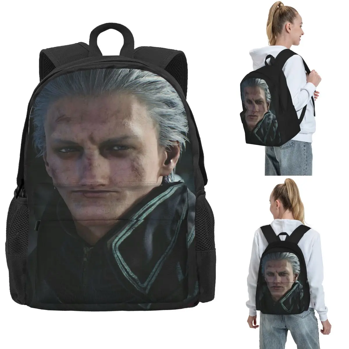 Vergil From The Devil May Cry Seri Backpack Hot Sale Daypack Large Capacity Boys Girls BookBag School Bag