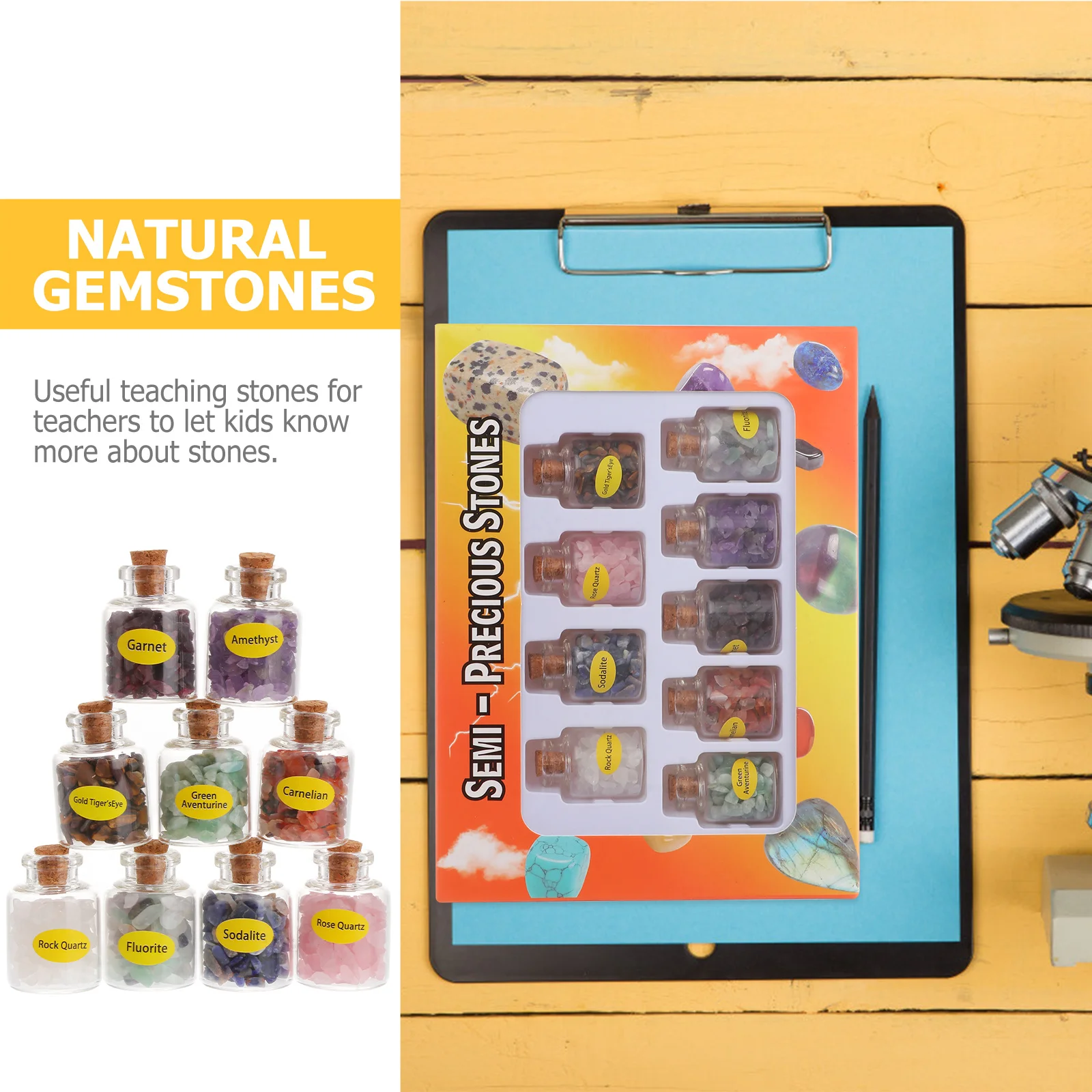 

9Pcs Crystal Wishing Bottle Sets Tumbled Gemstones Stress Relief Anxiety Dispelling Perfect for Home Decor and DIY Crafts