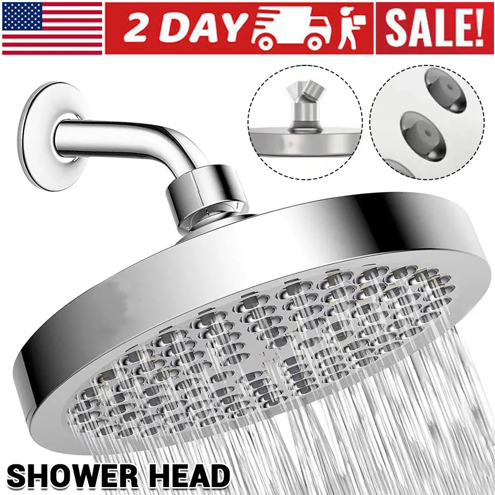 جديد 6 بوصة ارتفاع ضغط رأس دش المطر مع الذراع 1 دقيقة تركيب مصقول الكروم الأمطار دش رئيس مكافحة انسداد الفوهات #1