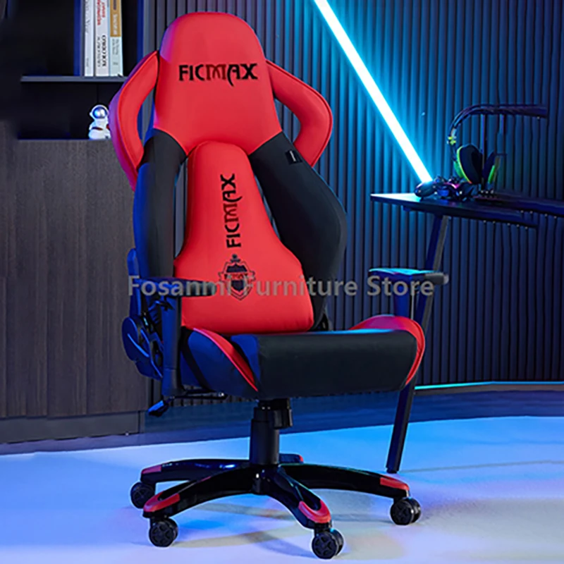 كرسي كمبيوتر للألعاب على طراز السباق، كراسي مكتب جلدية قابلة للتعديل مع مسند للقدمين، كرسي مكتب بمقعد عريض للاعبين