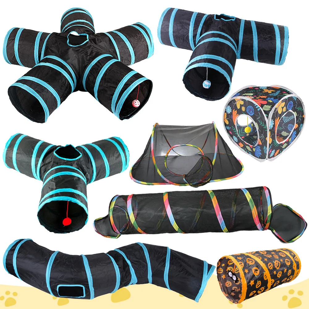 

3/4 5-way Collapsible Cat Tunnel Tube Pet Foldable Tunnel Toys with Plush Ball for Small Pets Bunny Rabbit kittens,Puppy