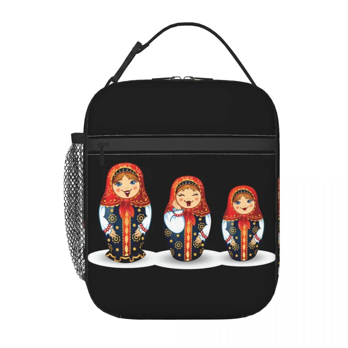 Russian Traditional Art Matryoshka Doll Insulated Lunch Bags for School Nesting Doll Portable Thermal Cooler Bento Box Women