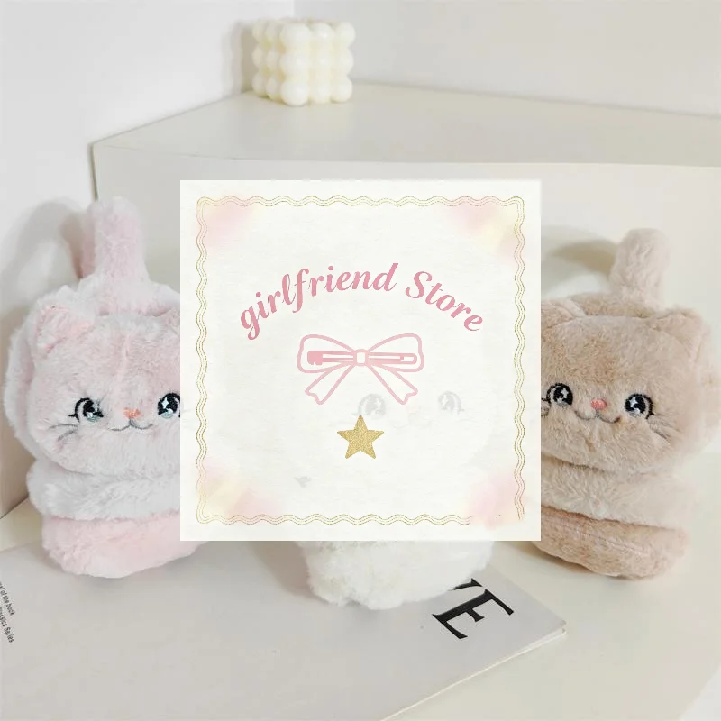 غطاء للأذنين شتوي دافئ على شكل قطة كرتونية للفتيات من القطيفة السميكة الناعمة غطاء للأذن لحماية الأذن وإكسسوارات الدفء