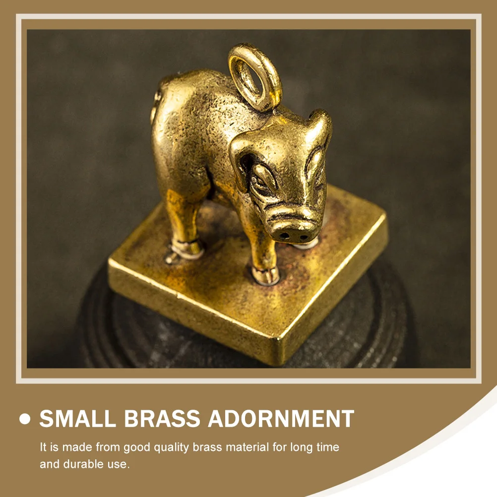 

Metal Zodiac Pig Seal Decoration Pigs Copper Keychain Crafting Pendant Small Brass Adornment