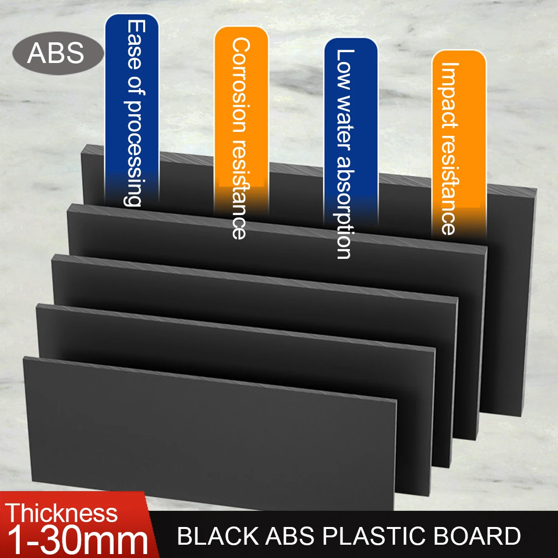 1Pcs Thick 1/1.5/2/3/4/4/5/6/8/10/12/15/20/30mm Black ABS Plastic Board Model Sheet Material for DIY Handmade Part Accessories
