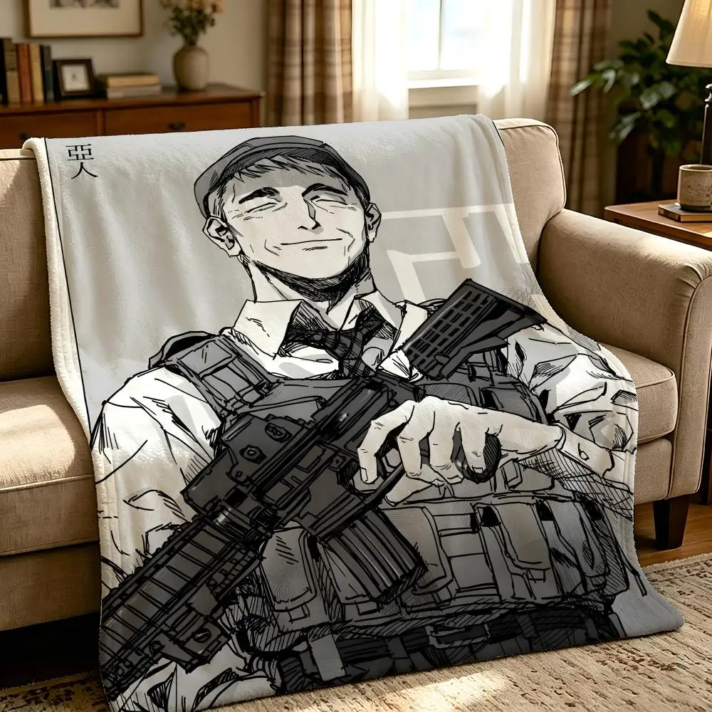anime A-Ajin Demi Human-n Throw Thick Comfort Flannel Quilt, Multi-scene Use Indoor Outdoor Daily Nap