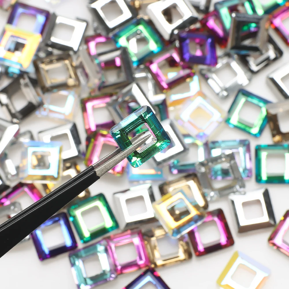 30Pcs Glass Crystal Square Beads With Big Hole 8mm Angle Cube Loose Spacer Beads For DIY Making Charms Earings & Nail Decoration